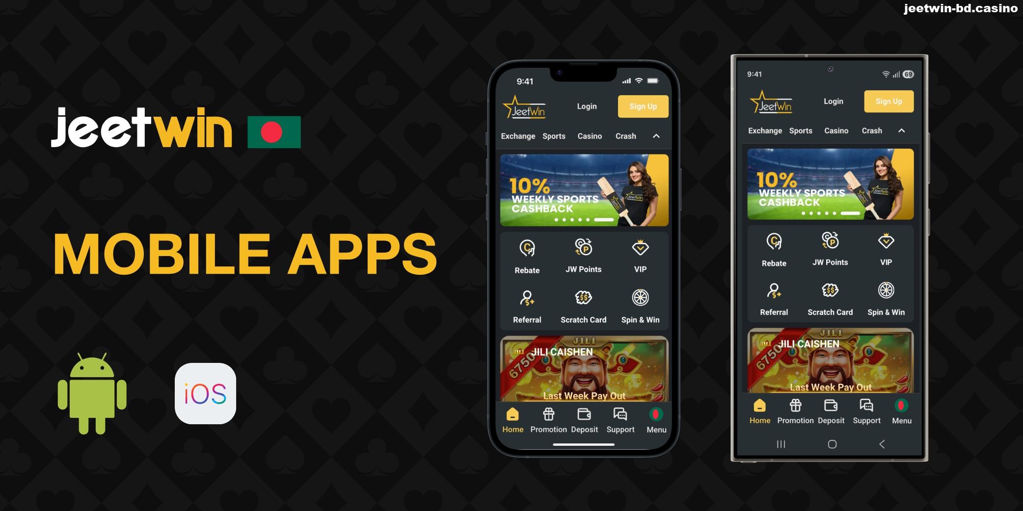 Jeetwin Android and iOS apps