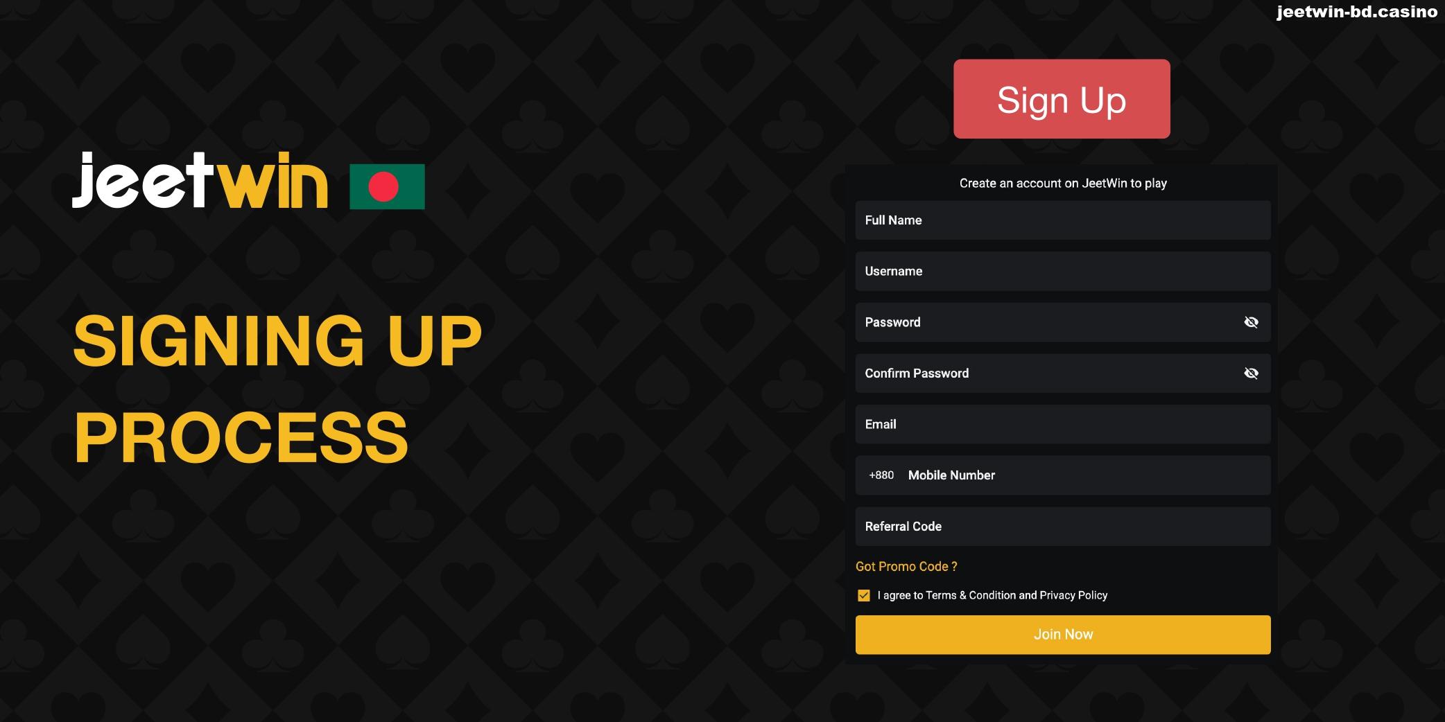 Guide for sign up in Jeetwin BD